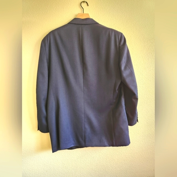 Oscar De La Renta Vintage Wool Gaberdine Double Breasted Navy Blazer - Picture 2 of 10